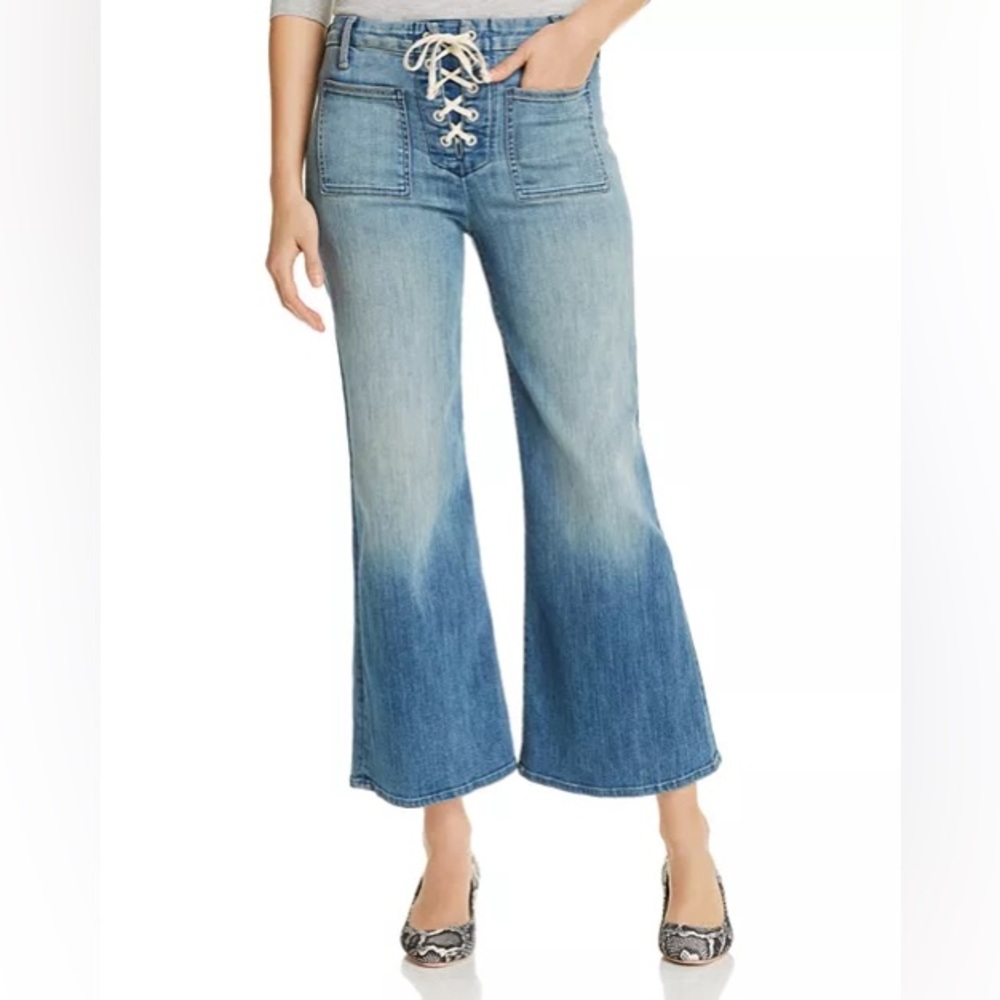 Mother Denim The Lace-Up Roller Cropped Jeans in Where There's Smoke